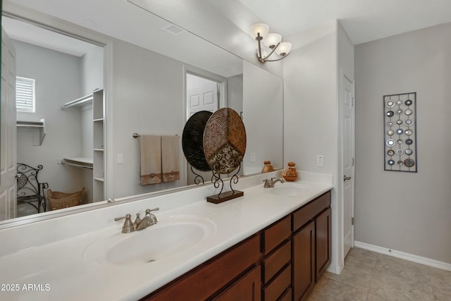 bathroom featuring vanity and tile patterned floors