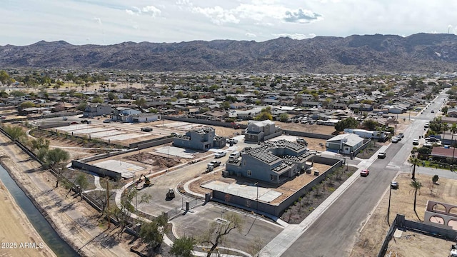 bird's eye view featuring a residential view and a mountain view