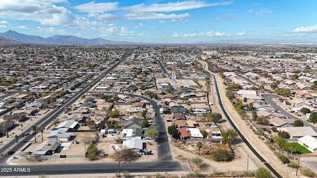 bird's eye view featuring a residential view and a mountain view