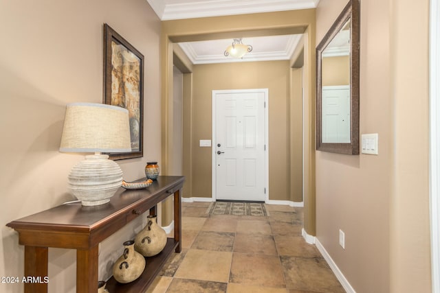 foyer with ornamental molding