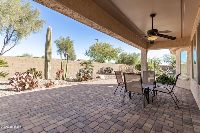 view of patio with ceiling fan