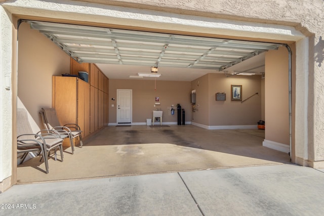 garage with a garage door opener