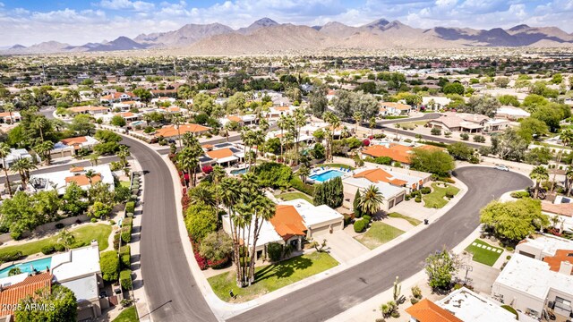 10658 E Cinnabar Ave, Scottsdale, AZ 85258 - drone / aerial view featuring a mountain view and a residential view