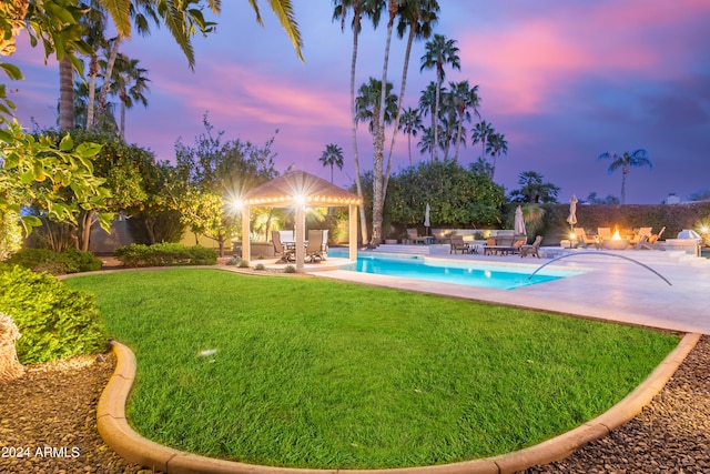 10658 E Cinnabar Ave, Scottsdale, AZ 85258 - pool featuring a yard, a gazebo, and a patio area