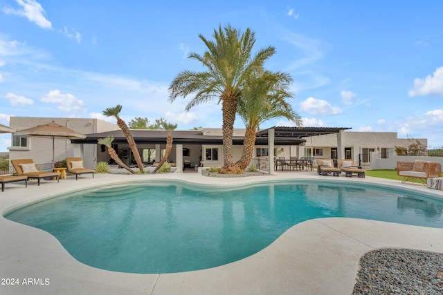 view of swimming pool featuring a patio