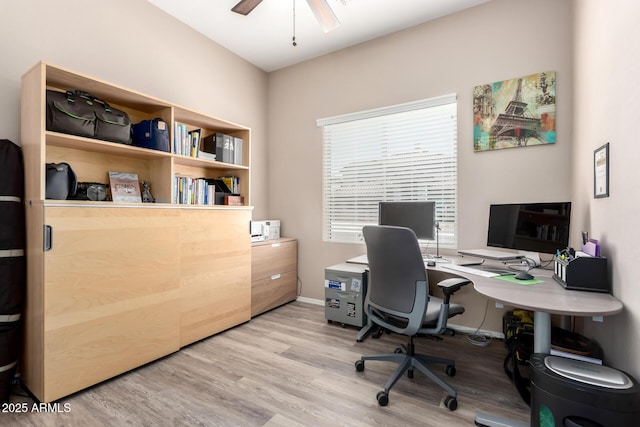 1333 W Deer Creek Rd, Phoenix, AZ 85045 - office space featuring baseboards, a ceiling fan, and light wood finished floors