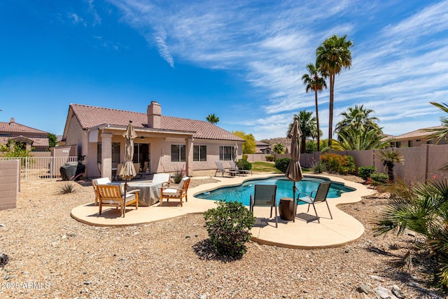 1333 W Deer Creek Rd, Phoenix, AZ 85045 - view of swimming pool with a fenced backyard, a fenced in pool, and a patio area