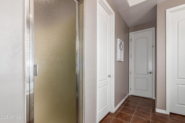 3441 S Halsted Pl, Chandler, AZ 85286 - hallway with dark tile patterned floors and baseboards