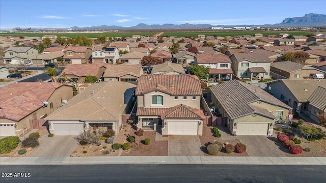 bird's eye view with a mountain view