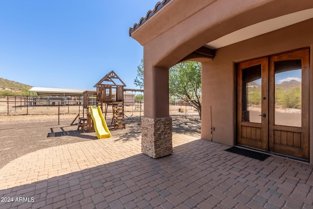 3730 E Cloud Rd, Cave Creek, AZ 85331 - view of patio with fence and a playground