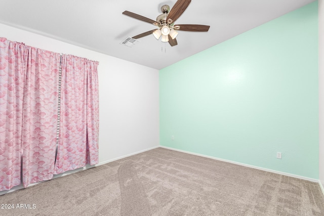 carpeted empty room with ceiling fan