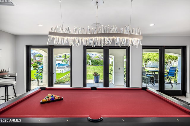 5404 N 41st St, Phoenix, AZ 85018 - rec room featuring pool table, french doors, plenty of natural light, and recessed lighting