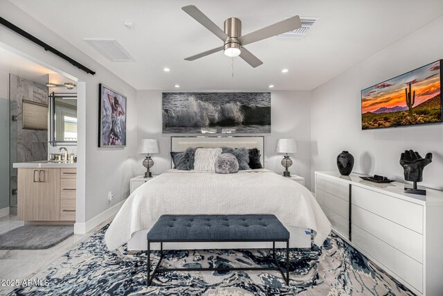 5404 N 41st St, Phoenix, AZ 85018 - bedroom featuring recessed lighting, baseboards, and a ceiling fan