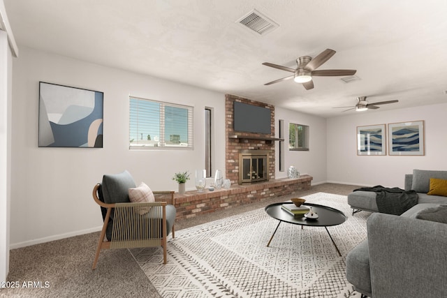 1028 W 5th St, Mesa, AZ 85201 - living room with carpet, baseboards, and ceiling fan