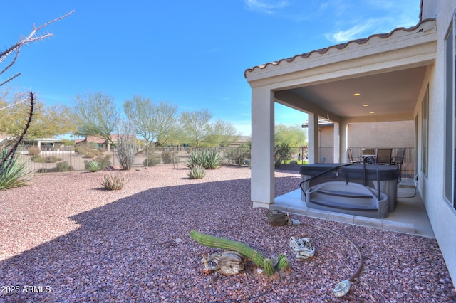 view of yard with a fenced backyard and a patio area