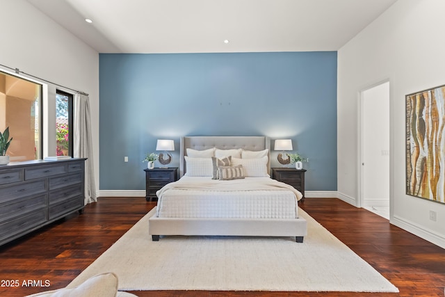 37334 N Winding Wash Trl, Carefree, AZ 85377 - bedroom featuring dark wood-style flooring, baseboards, and recessed lighting