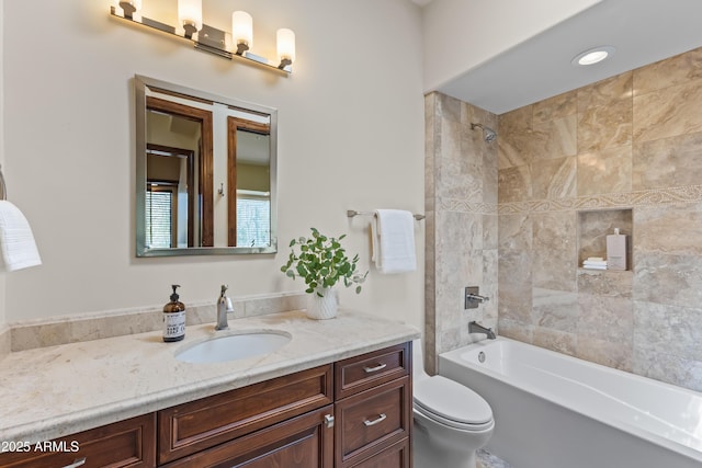 37334 N Winding Wash Trl, Carefree, AZ 85377 - bathroom with vanity, toilet, and tub / shower combination