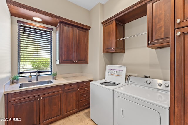 37334 N Winding Wash Trl, Carefree, AZ 85377 - laundry area featuring a sink, cabinet space, and washing machine and dryer