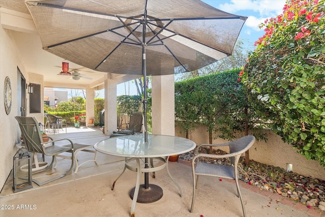 view of patio / terrace with ceiling fan