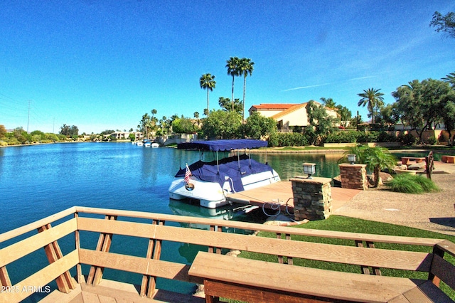 view of dock featuring a water view