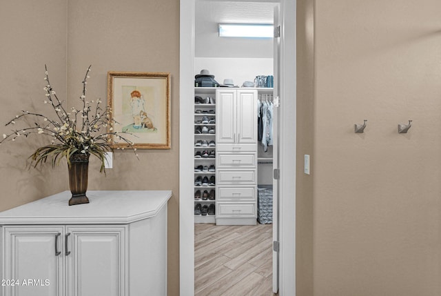 spacious closet featuring light wood-type flooring