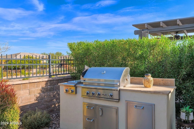 view of patio with grilling area and area for grilling