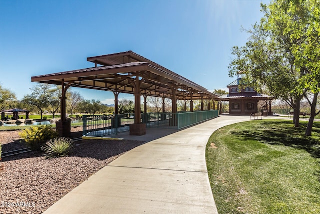 surrounding community featuring a yard and a gazebo