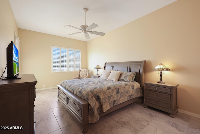 bedroom featuring ceiling fan