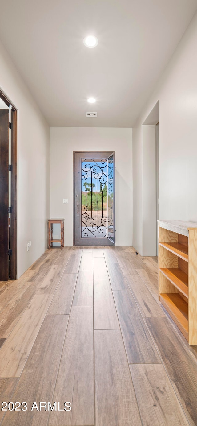 foyer with hardwood / wood-style flooring