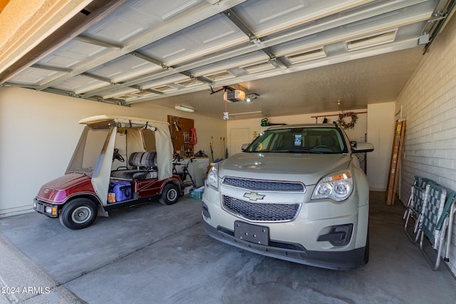 garage with a garage door opener