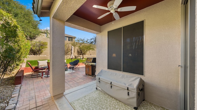 view of patio / terrace with ceiling fan