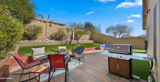 view of patio / terrace featuring grilling area and an outdoor hangout area