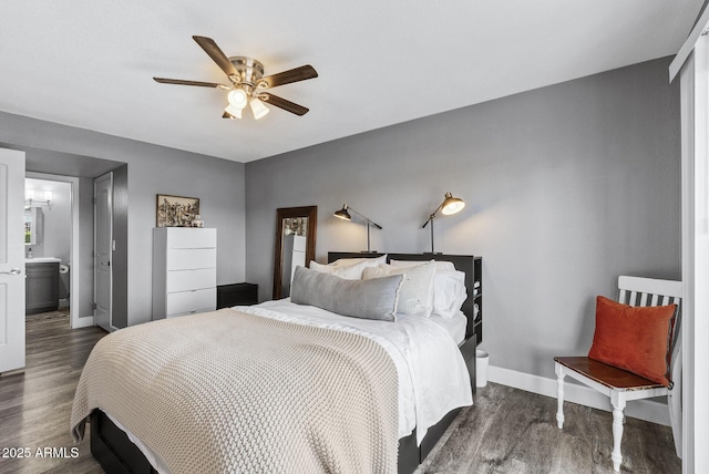 4502 W Continental Dr, Glendale, AZ 85308 - bedroom featuring wood finished floors, baseboards, and ceiling fan