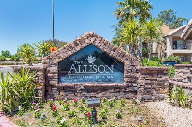 view of community sign