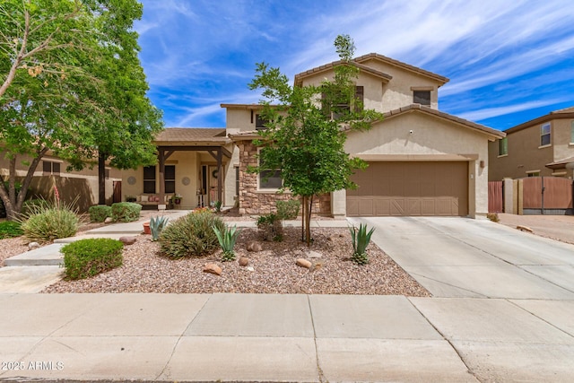 42711 N 45th Dr, Phoenix, AZ 85087 - view of front facade featuring a tiled roof, stucco siding, driveway, and fence