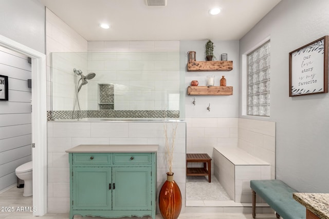 42711 N 45th Dr, Phoenix, AZ 85087 - bathroom with recessed lighting, walk in shower, and toilet