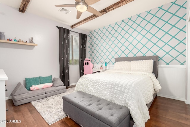 42711 N 45th Dr, Phoenix, AZ 85087 - bedroom with baseboards, visible vents, beam ceiling, and wood finished floors
