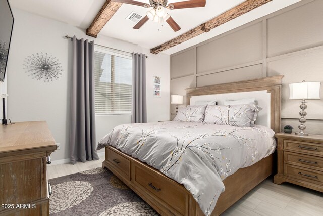 42711 N 45th Dr, Phoenix, AZ 85087 - bedroom with a ceiling fan, beam ceiling, and visible vents