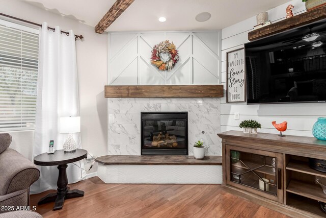 42711 N 45th Dr, Phoenix, AZ 85087 - living room with a high end fireplace and wood finished floors