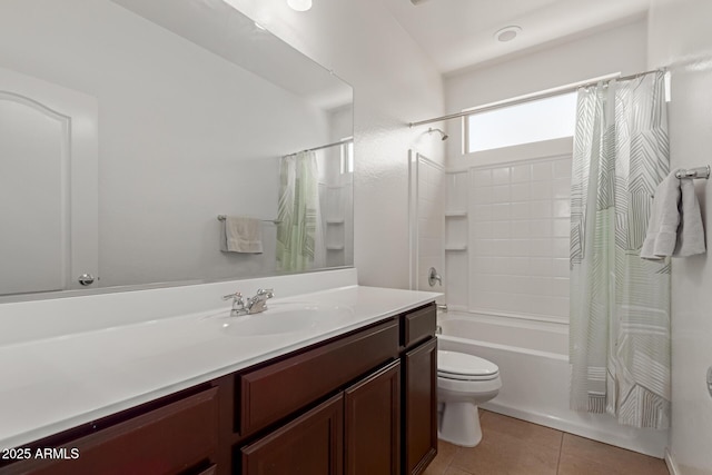 19771 W Woodlands Ave, Buckeye, AZ 85326 - full bathroom featuring shower / bath combo, vanity, and tile patterned flooring