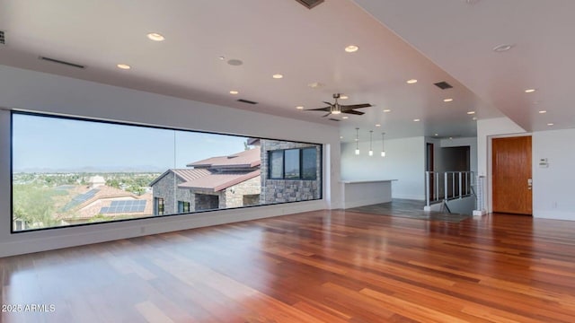 15217 N 15th Dr, Phoenix, AZ 85023 - unfurnished living room with a ceiling fan, visible vents, recessed lighting, and wood finished floors