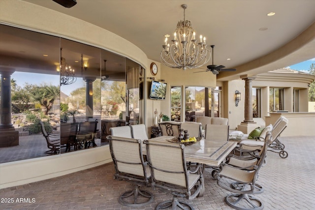 view of patio / terrace with outdoor dining area and ceiling fan