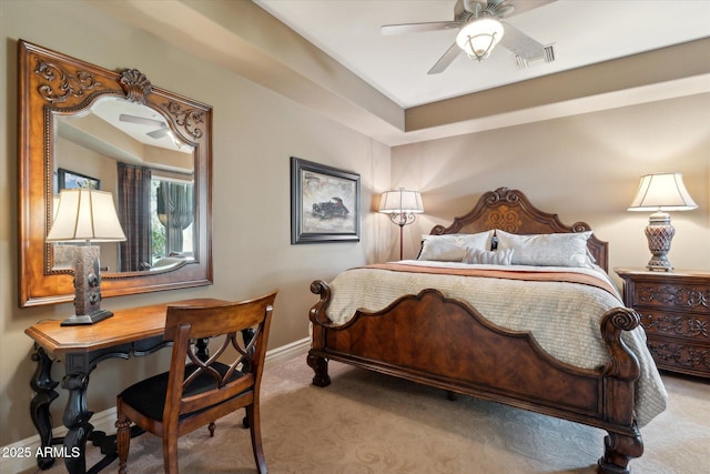 bedroom with carpet flooring, visible vents, and baseboards