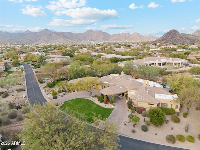 bird's eye view with a mountain view