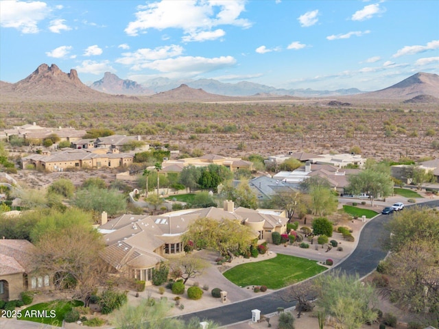 bird's eye view featuring a residential view and a mountain view