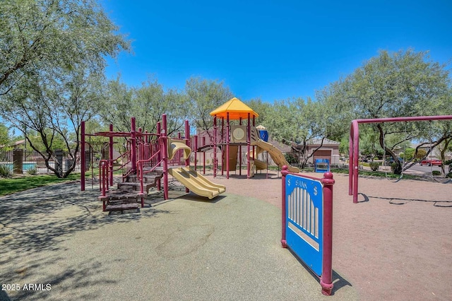 communal playground with fence