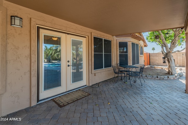 view of patio / terrace featuring french doors