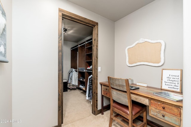 office featuring light colored carpet