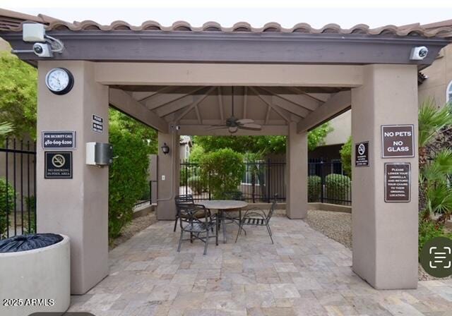 9450 E Becker Ln Unit 2099, Scottsdale, AZ 85260 - view of patio featuring a gazebo and ceiling fan