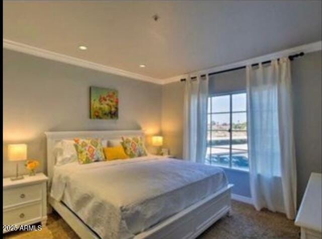 9450 E Becker Ln Unit 2099, Scottsdale, AZ 85260 - bedroom with ornamental molding, baseboards, and recessed lighting